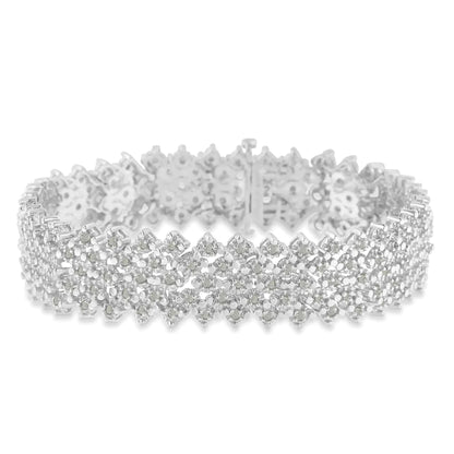.925 Sterling Silver 3.0 cttw Diamond Multi-Row Tennis Bracelet (I-J Clarity, I3 Color) - Size 7" WEM Support (www.WEM.support)
