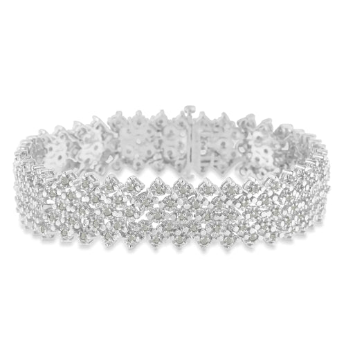 .925 Sterling Silver 3.0 cttw Diamond Multi-Row Tennis Bracelet (I-J Clarity, I3 Color) - Size 7" WEM Support (www.WEM.support)