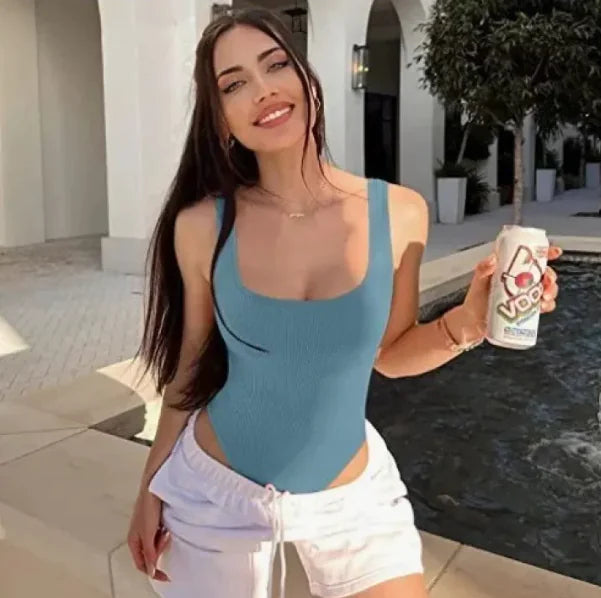 Women's U-neck Sleeveless Vest Tight Jumpsuit WEM Support (www.WEM.support)