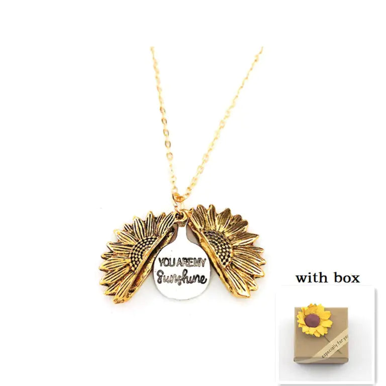Sunflower Double Lettering Necklace WEM Support (www.WEM.support)