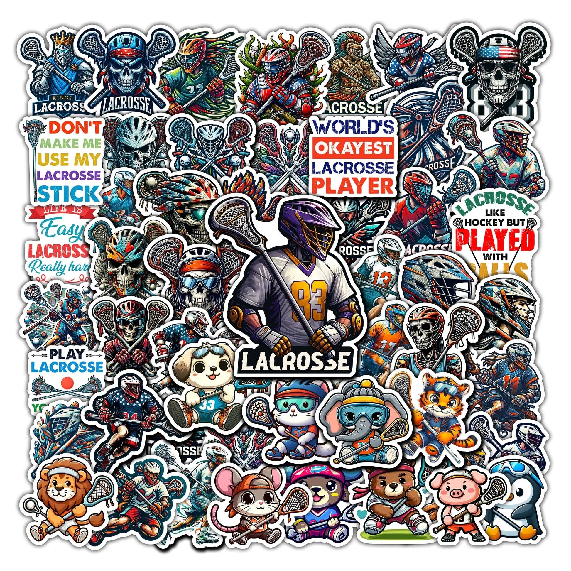 BIGZORO 50 Lacrosse Waterproof Vinyl Stickers - Catch Cards