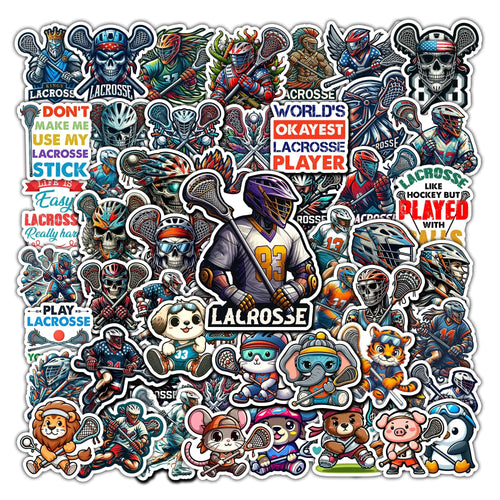 BIGZORO 50 Lacrosse Waterproof Vinyl Stickers - Catch Cards