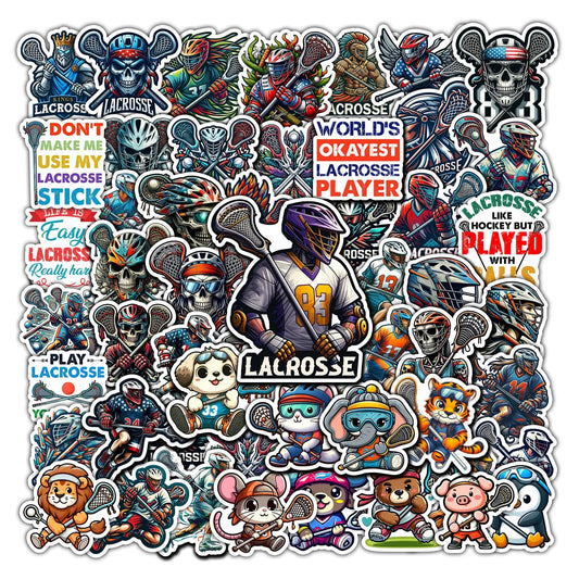 BIGZORO 50 Lacrosse Waterproof Vinyl Stickers - Catch Cards
