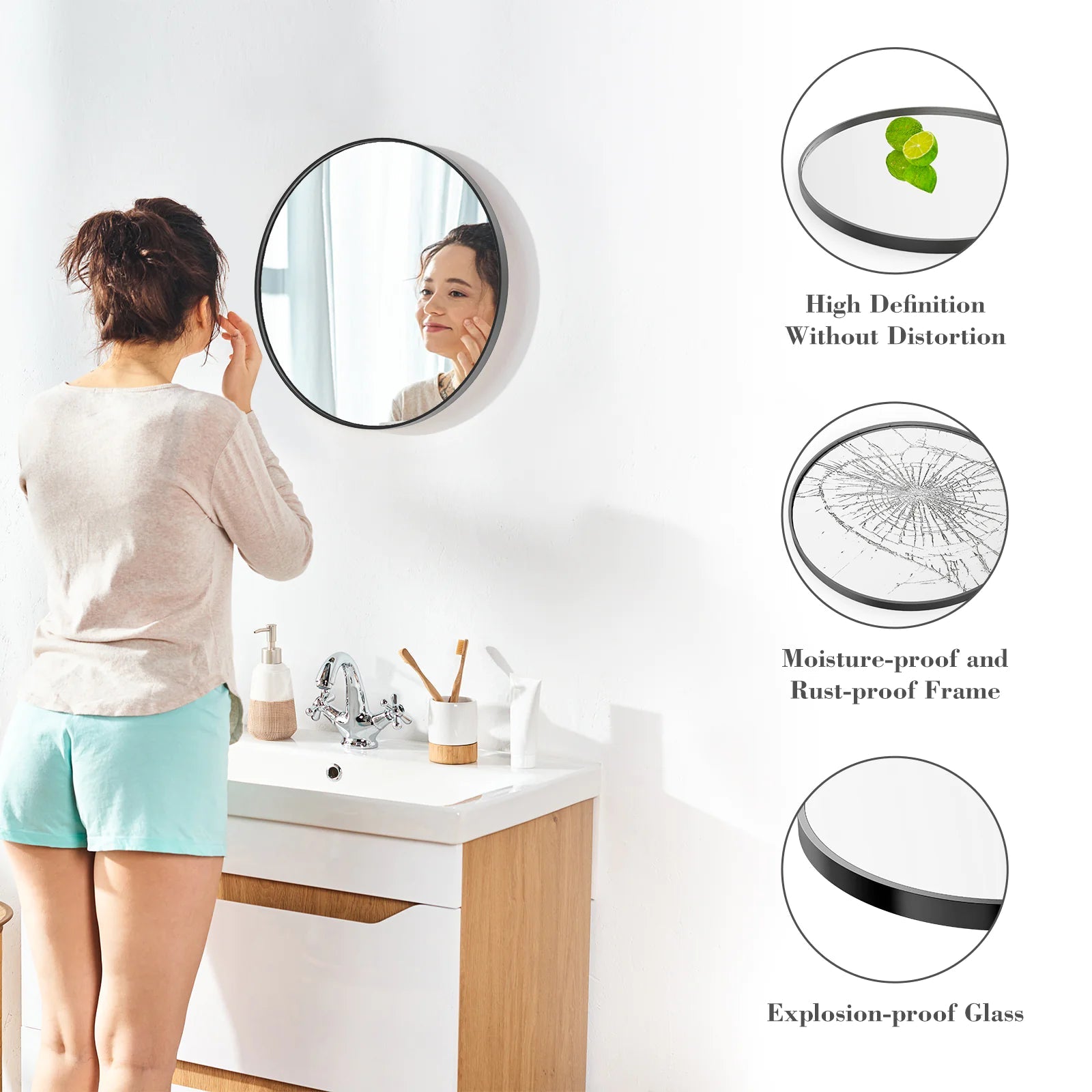 Black Circular Wall Mirror - Catch Cards