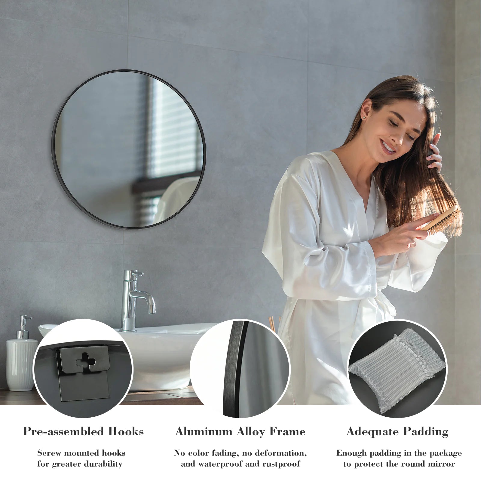 Black Circular Wall Mirror - Catch Cards