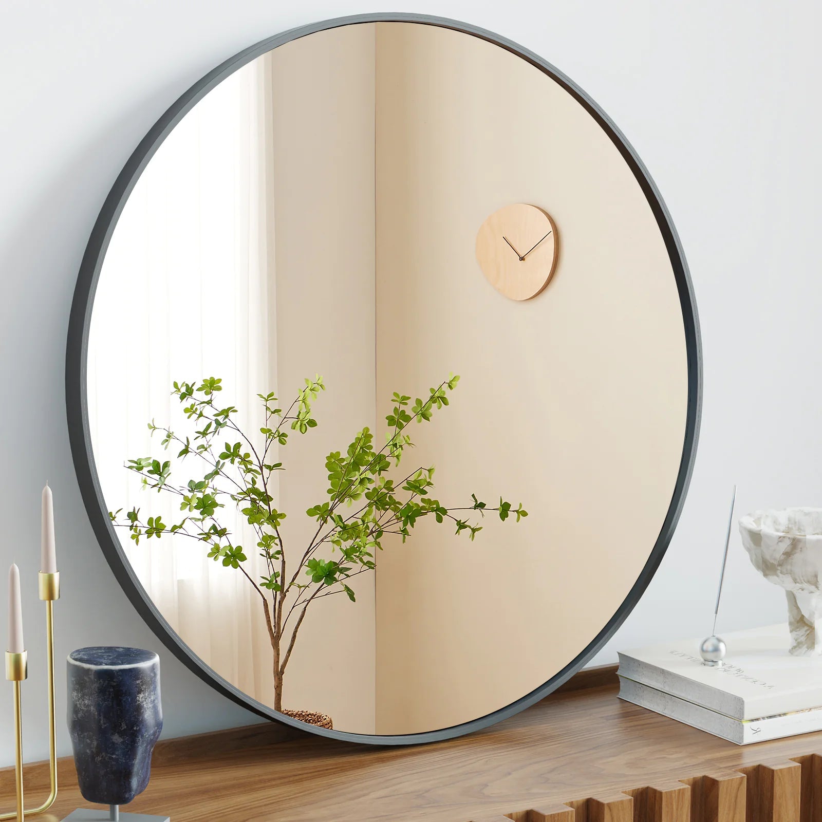 Black Circular Wall Mirror - Catch Cards