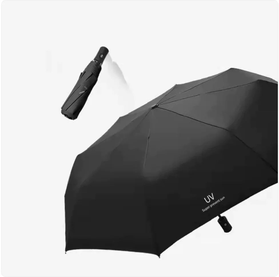 Black Folding Automatic Umbrella – UV Protection - Catch Cards