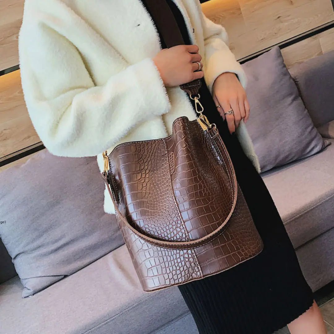 Blake Shoulder Bag - Chocolate Croc - Catch Cards