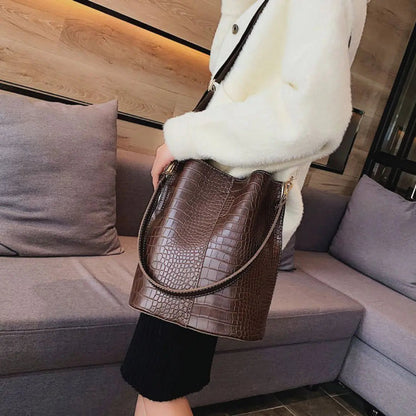 Blake Shoulder Bag - Chocolate Croc - Catch Cards