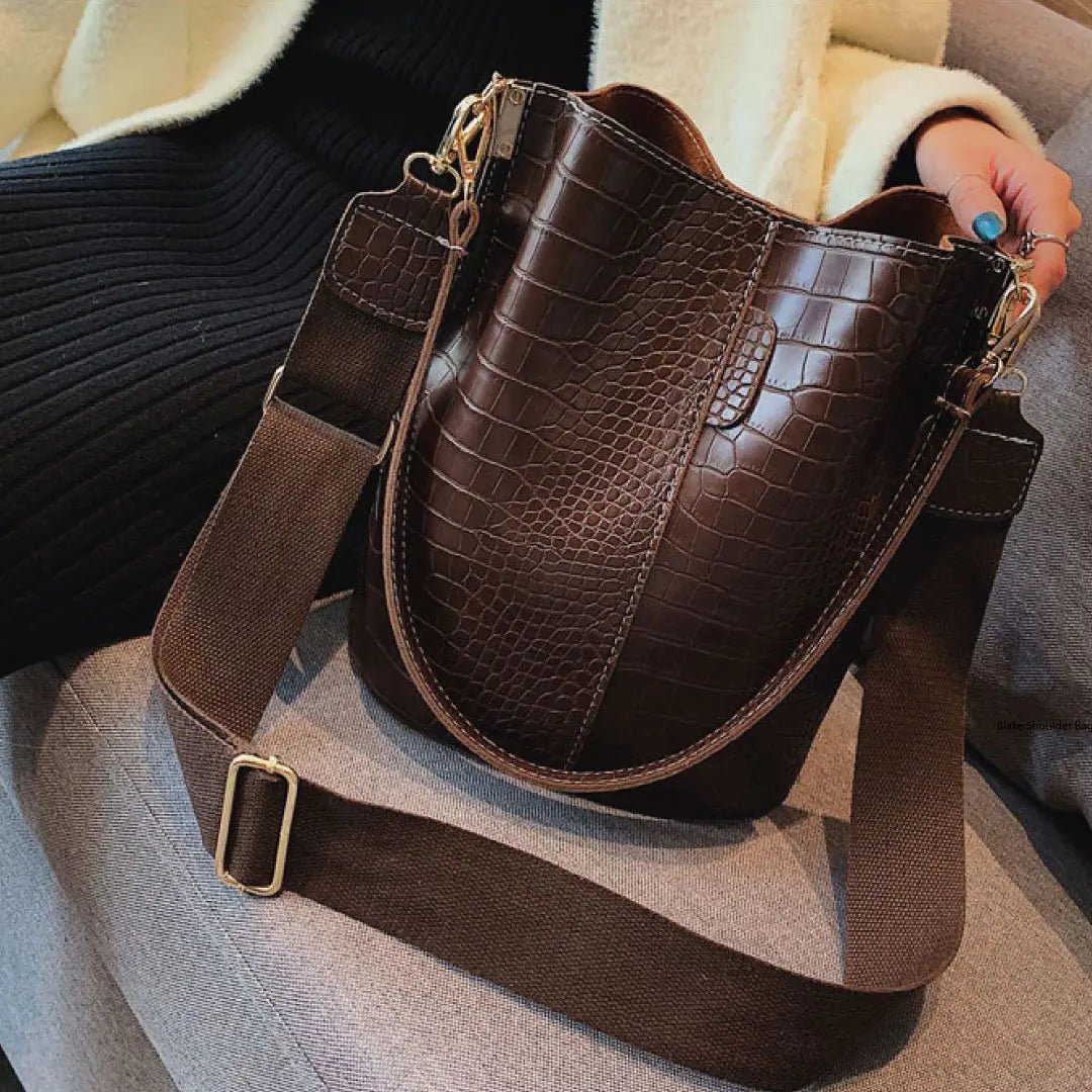 Blake Shoulder Bag - Chocolate Croc - Catch Cards