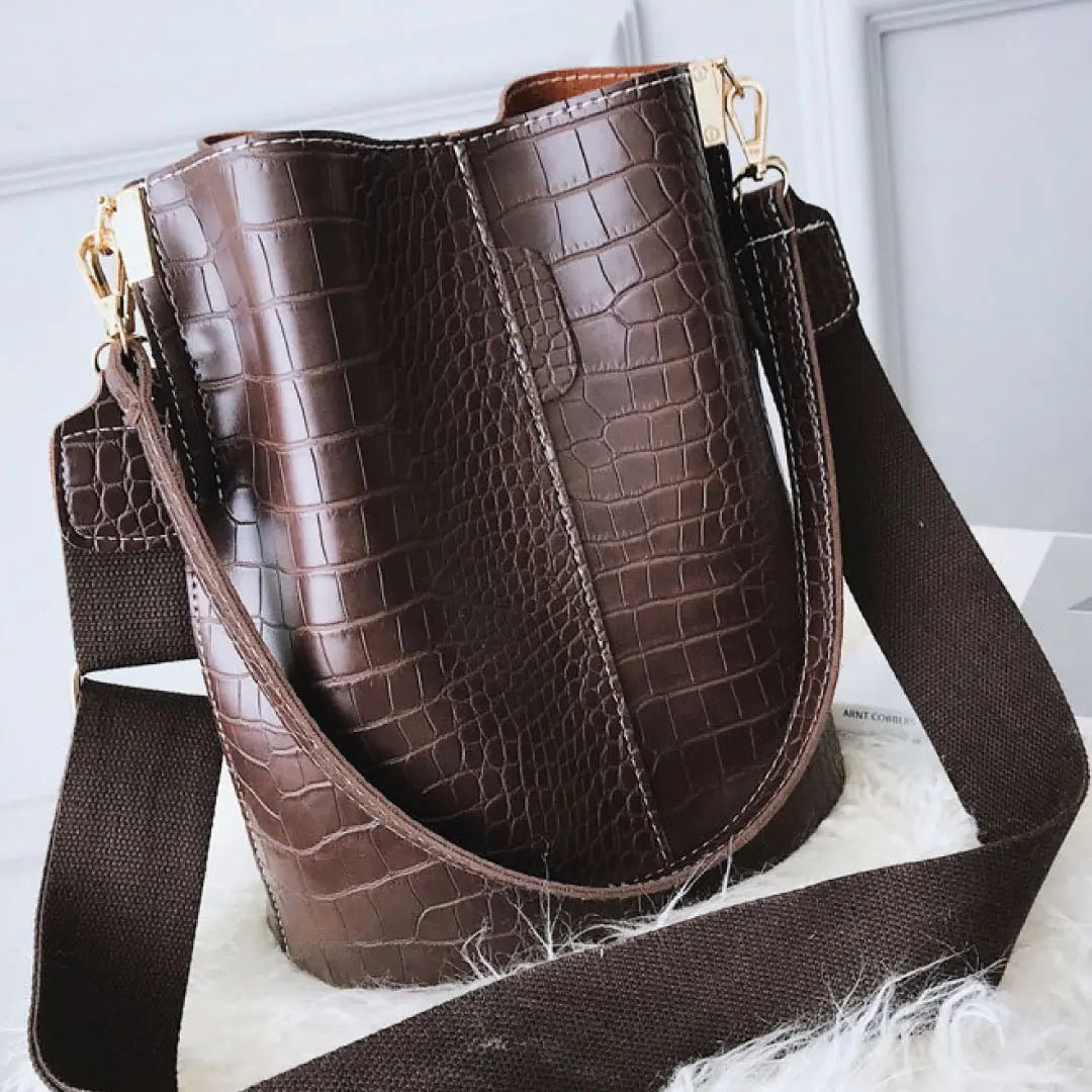 Blake Shoulder Bag - Chocolate Croc - Catch Cards