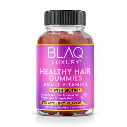 Blaq Luxury Biotin Gummies - Hair Growth Vitamins with 5000mcg Biotin per Serving | Vitamins B12 B6 Folic Acid Iodine Zinc | Hair Supplement for Hair Growth | for Women & Men | 1 Month Supply - Catch Cards