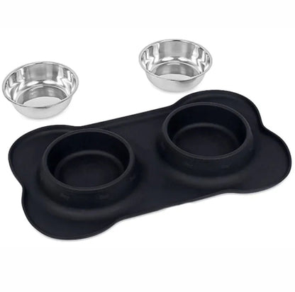 Bone - Shaped Silicone Pet Bowl Mat - Catch Cards