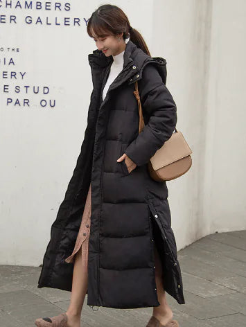 Women's Long Down Jacket with Hood WEM Support (www.WEM.support)