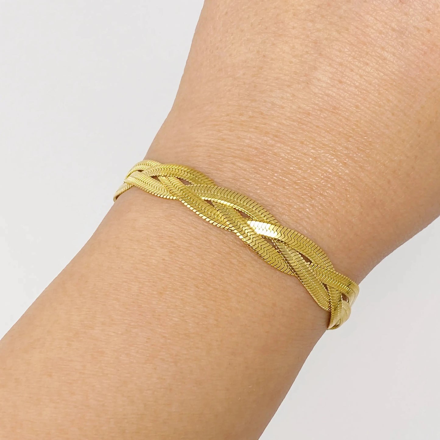 Braided Herringbone Chain Bracelet - Catch Cards