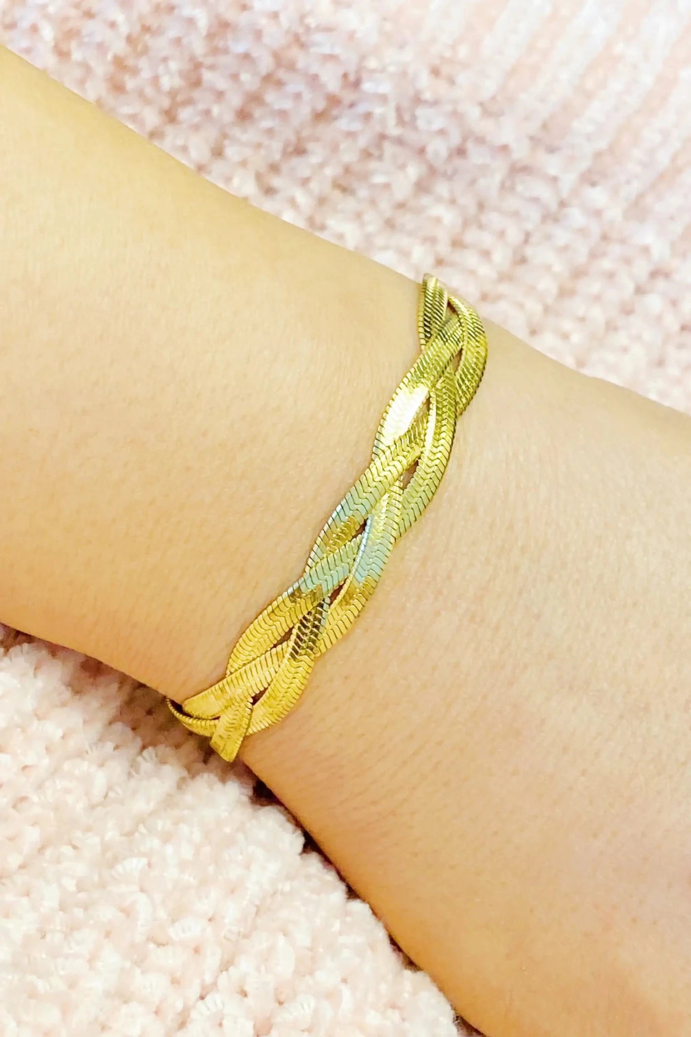 Braided Herringbone Chain Bracelet - Catch Cards