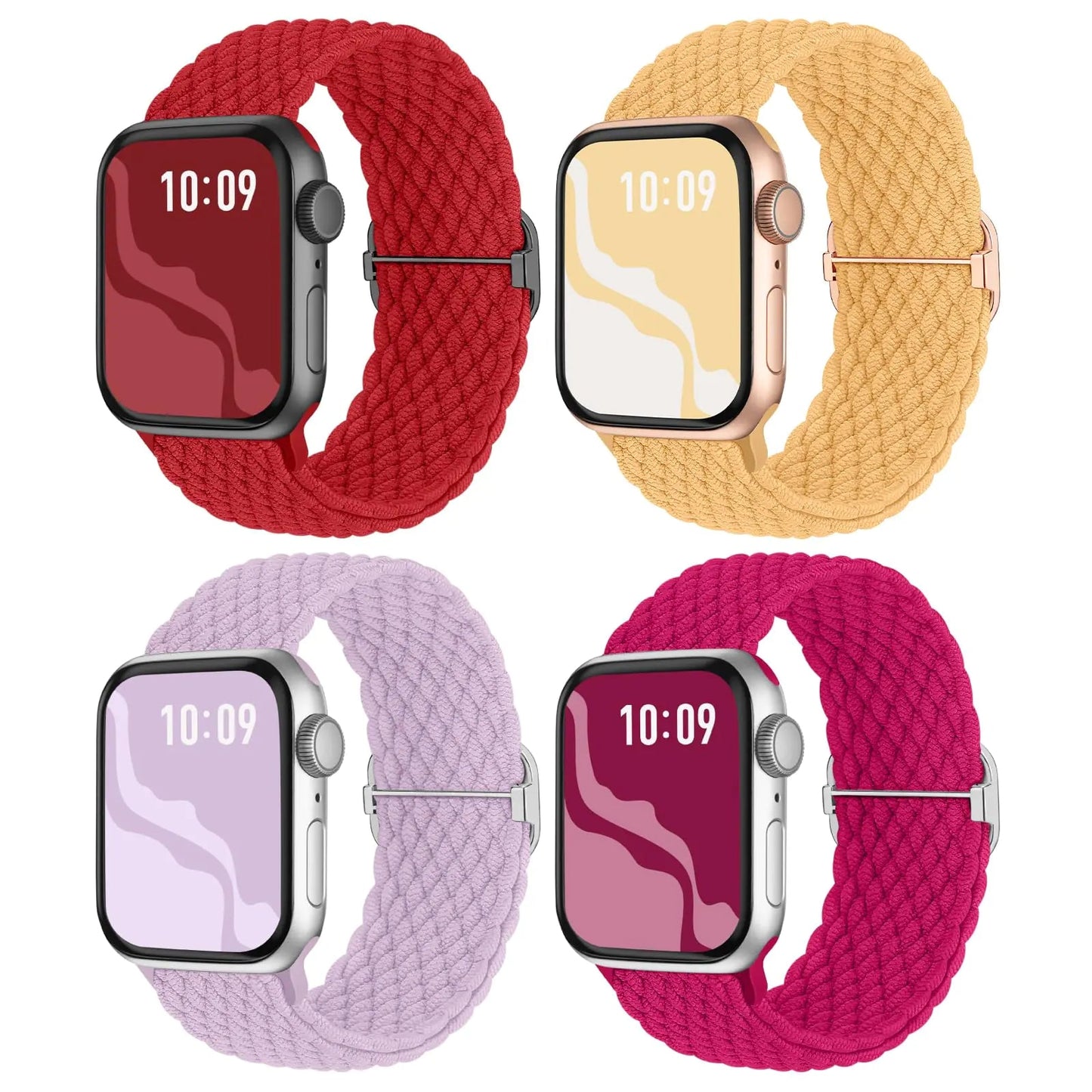 Braided Stretchy Solo Loop Compatible for Apple Watch Band 38mm 40mm 41mm 42mm 44mm 45mm 46mm 49mm for Women Men, Nylon Elastic Straps Wristbands for iWatch Series 10 9 8 7 6 SE 5 4 3 2 Ultra Ultra 2 - Catch Cards