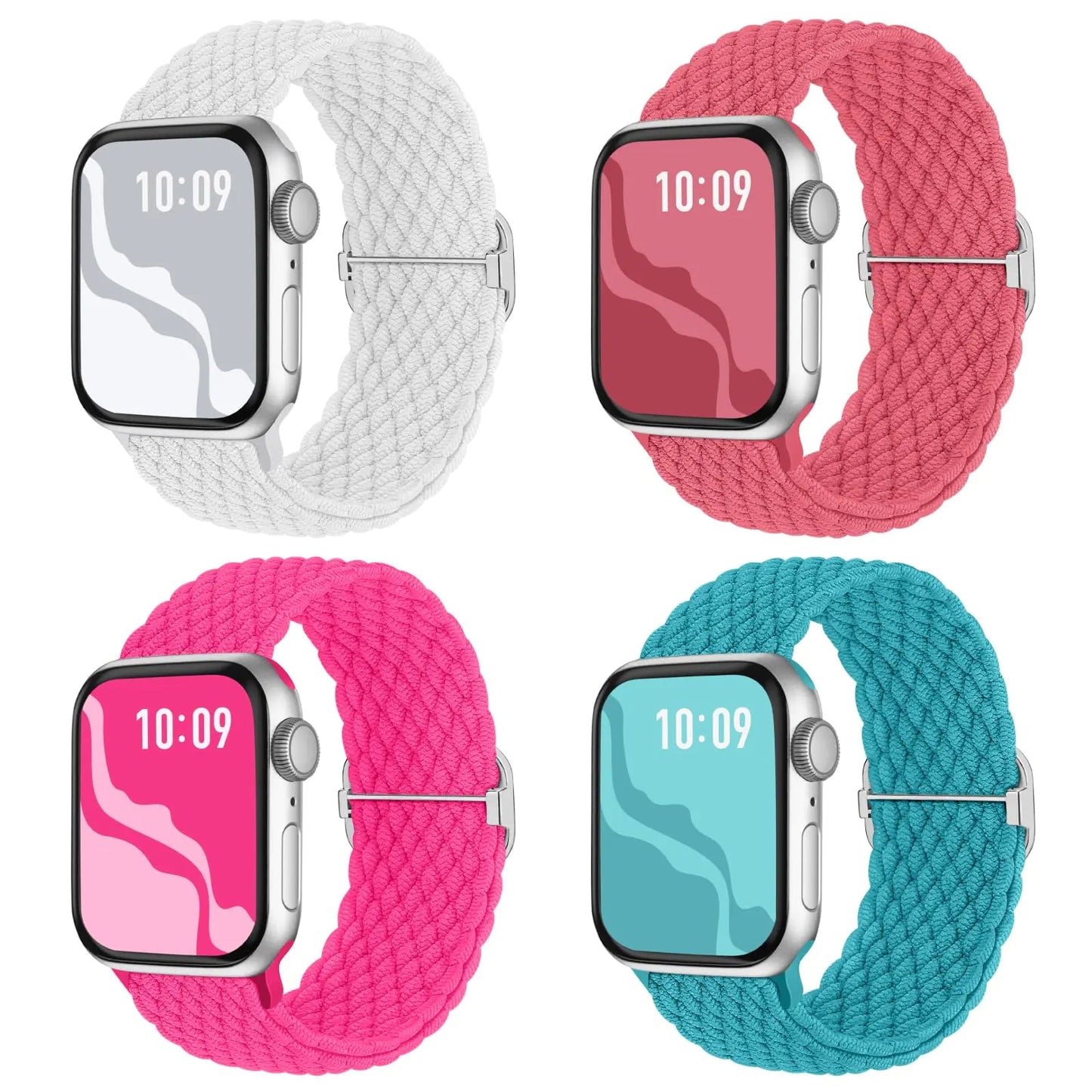 Braided Stretchy Solo Loop Compatible for Apple Watch Band 38mm 40mm 41mm 42mm 44mm 45mm 46mm 49mm for Women Men, Nylon Elastic Straps Wristbands for iWatch Series 10 9 8 7 6 SE 5 4 3 2 Ultra Ultra 2 - Catch Cards