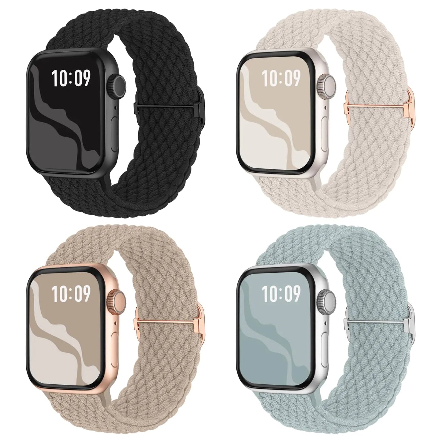 Braided Stretchy Solo Loop Compatible for Apple Watch Band 38mm 40mm 41mm 42mm 44mm 45mm 46mm 49mm for Women Men, Nylon Elastic Straps Wristbands for iWatch Series 10 9 8 7 6 SE 5 4 3 2 Ultra Ultra 2 - Catch Cards