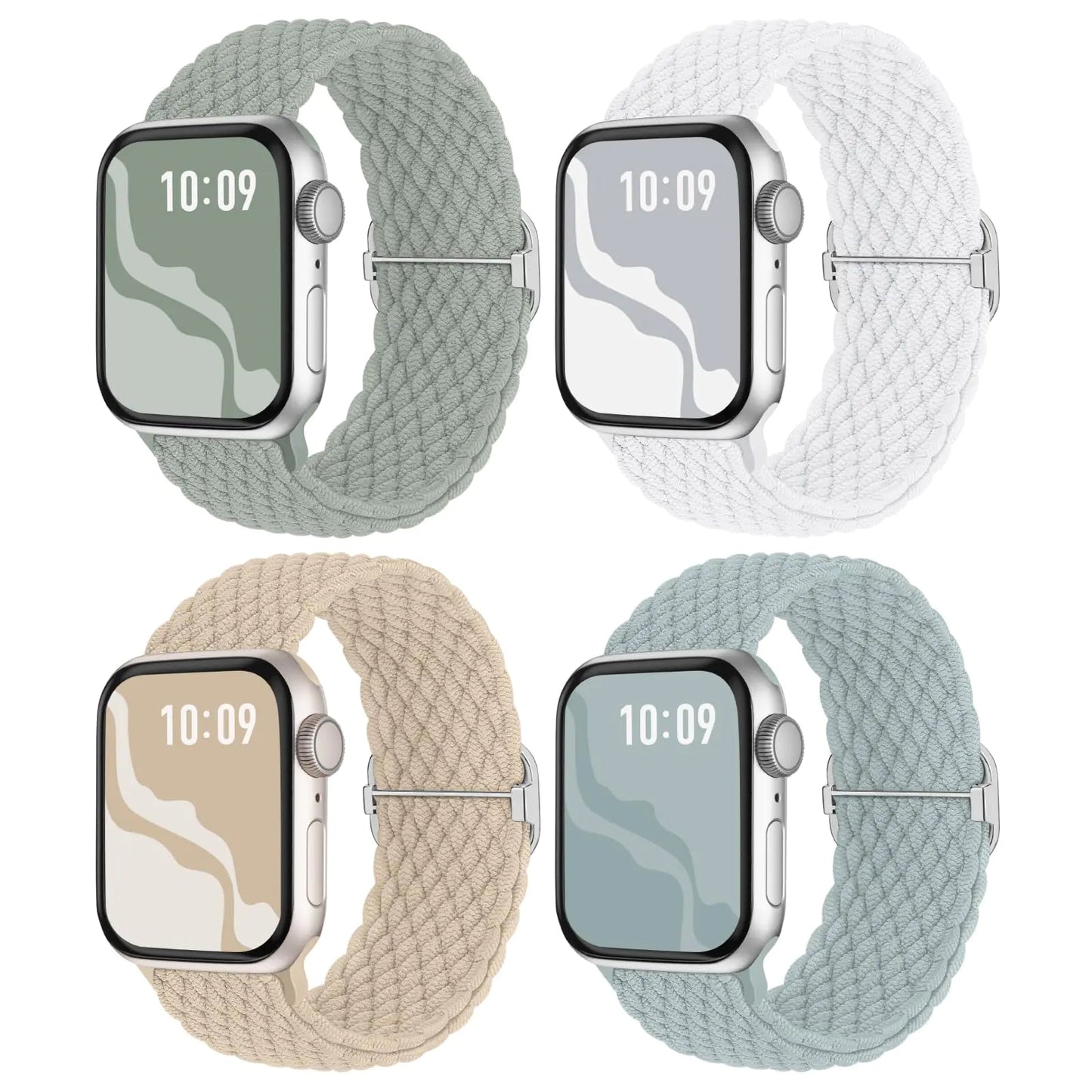 Braided Stretchy Solo Loop Compatible for Apple Watch Band 38mm 40mm 41mm 42mm 44mm 45mm 46mm 49mm for Women Men, Nylon Elastic Straps Wristbands for iWatch Series 10 9 8 7 6 SE 5 4 3 2 Ultra Ultra 2 - Catch Cards