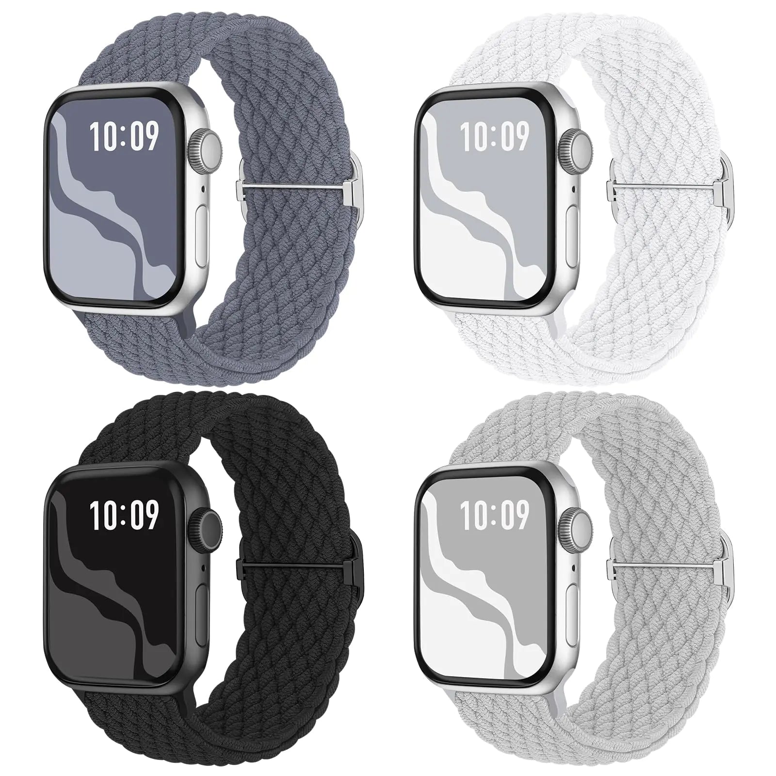 Braided Stretchy Solo Loop Compatible for Apple Watch Band 38mm 40mm 41mm 42mm 44mm 45mm 46mm 49mm for Women Men, Nylon Elastic Straps Wristbands for iWatch Series 10 9 8 7 6 SE 5 4 3 2 Ultra Ultra 2 - Catch Cards