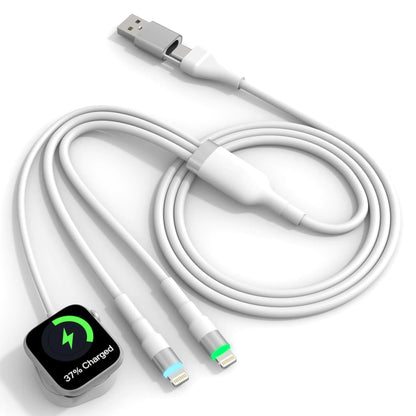 BRAZILIAN / ENGLISH: Cabo Carregador para iPhone e iWatch 3 em 2, Compatível com Apple Watch/iPhone/iPad/AirPods Cabo USB A/USB C para Carregamento do iWatch + Cabo de Carregamento Lightning com Apple Carplay [Certificado MFi] 6Ft/1.8M // 3 - in - 2 USB A/C c - Catch Cards