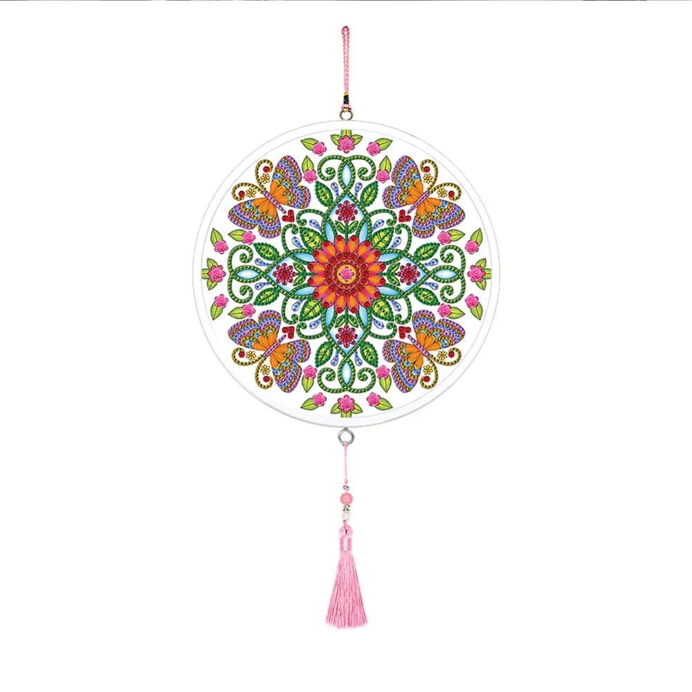 Butterfly Diamond Painting Pendant with Tassel Design - Catch Cards