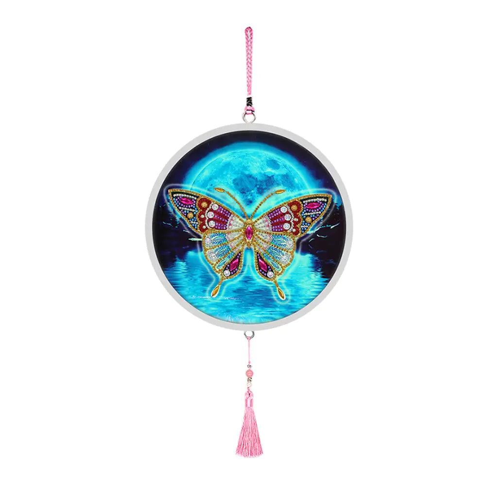 Butterfly Diamond Painting Pendant with Tassel Design - Catch Cards