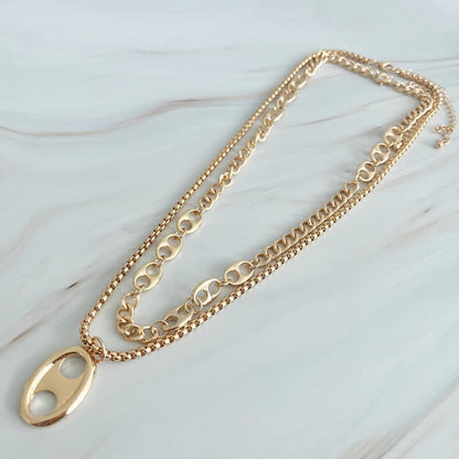 Button Charm Golden Necklace Set - Catch Cards