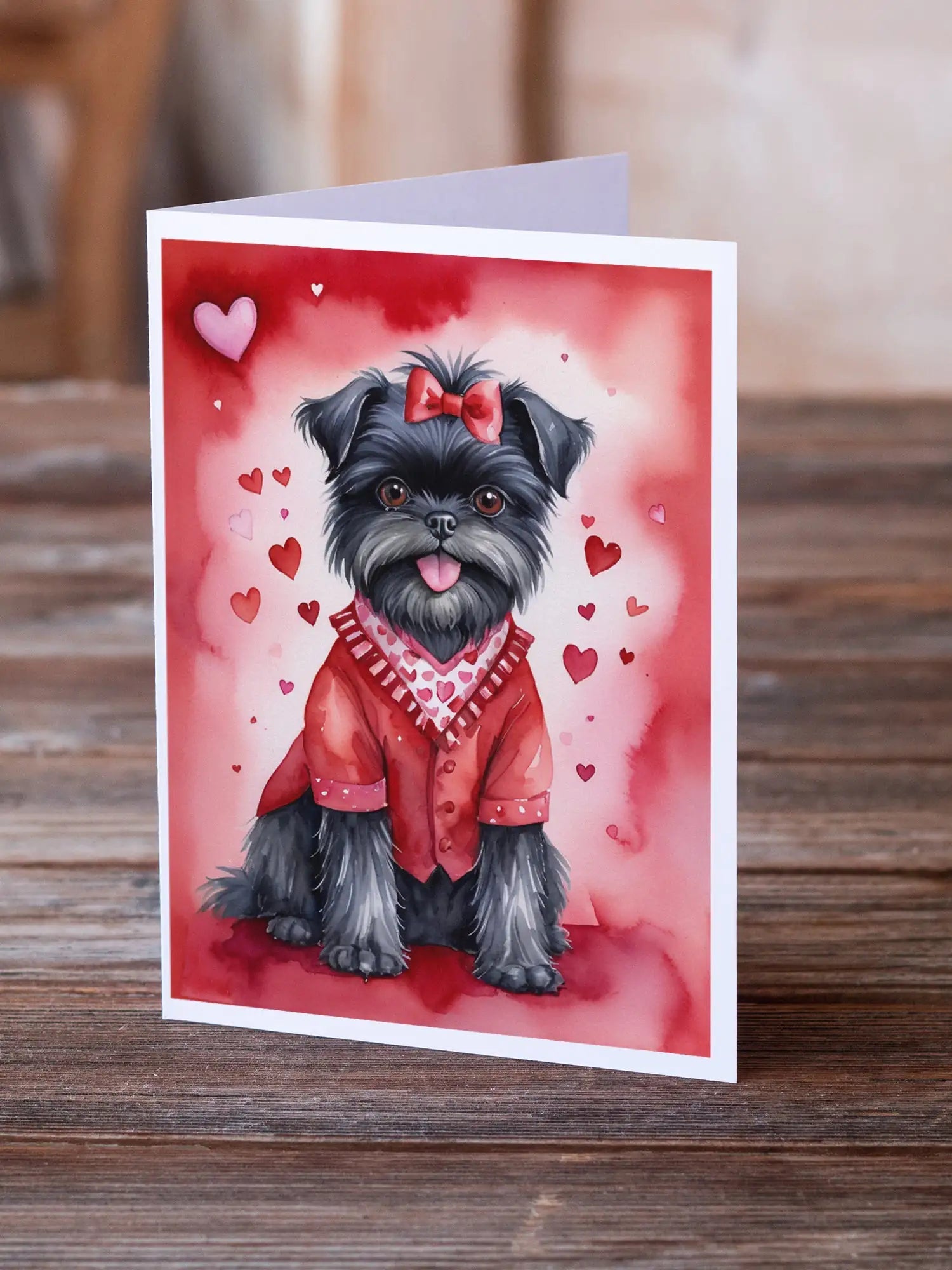 Affenpinscher My Valentine Greeting Cards Pack of 8 WEM Support (www.WEM.support)