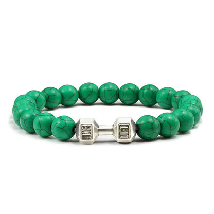 Turquoise Energy Gun Black Electroplated Alloy Barbell Bracelet WEM Support (www.WEM.support)