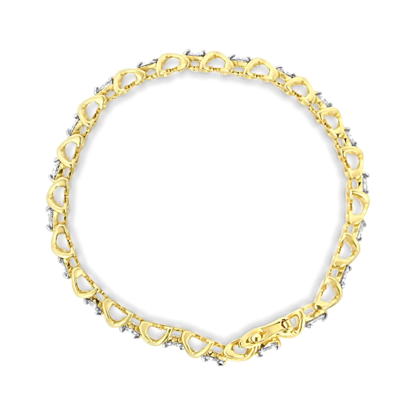 14K Yellow Gold 4.0 Cttw "X"-Link Round-Cut Diamond Bracelet (I-J Color, SI2-I1 Clarity) - Size 7.25 WEM Support (www.WEM.support)