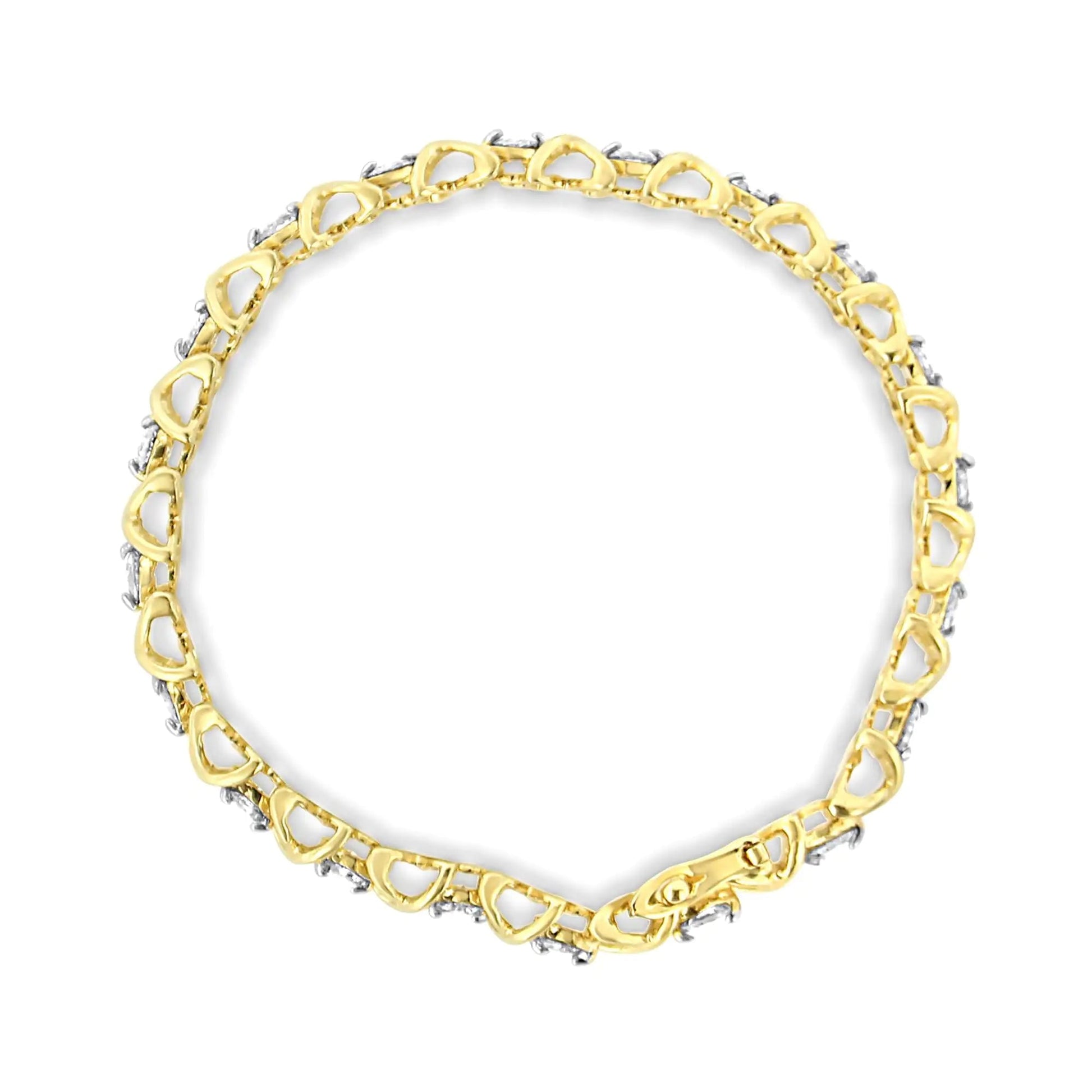 14K Yellow Gold 4.0 Cttw "X"-Link Round-Cut Diamond Bracelet (I-J Color, SI2-I1 Clarity) - Size 7.25 WEM Support (www.WEM.support)