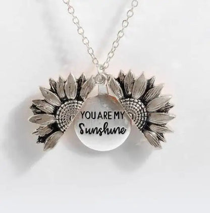 Sunflower Double-layer Lettering Necklace WEM Support (www.WEM.support)