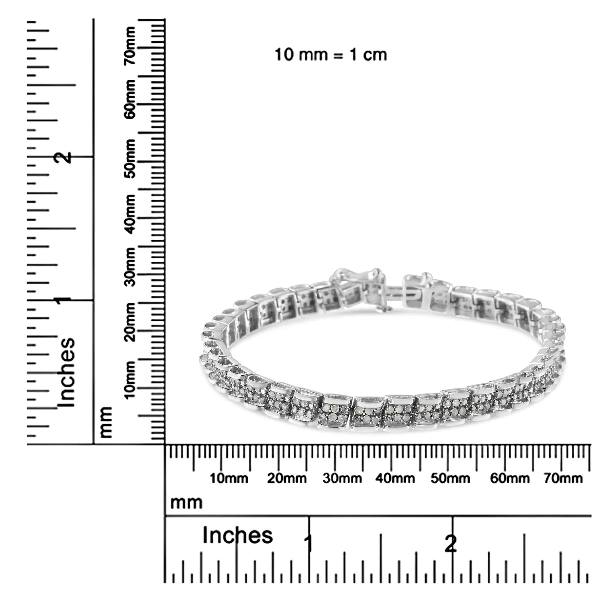 .925 Sterling Silver 2.0 Cttw Diamond 7" Round Miracle Plate Link Bracelet (I-J Color, I2-I3 Clarity) WEM Support (www.WEM.support)