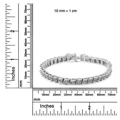 .925 Sterling Silver 2.0 Cttw Diamond 7" Round Miracle Plate Link Bracelet (I-J Color, I2-I3 Clarity) WEM Support (www.WEM.support)