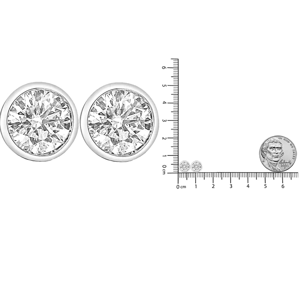 14K White Gold Lab Grown Diamond Screw-Back Classic Bezel Solitaire Stud Earrings (G-H Color, VS2-SI1 Clarity) WEM Support (www.WEM.support)