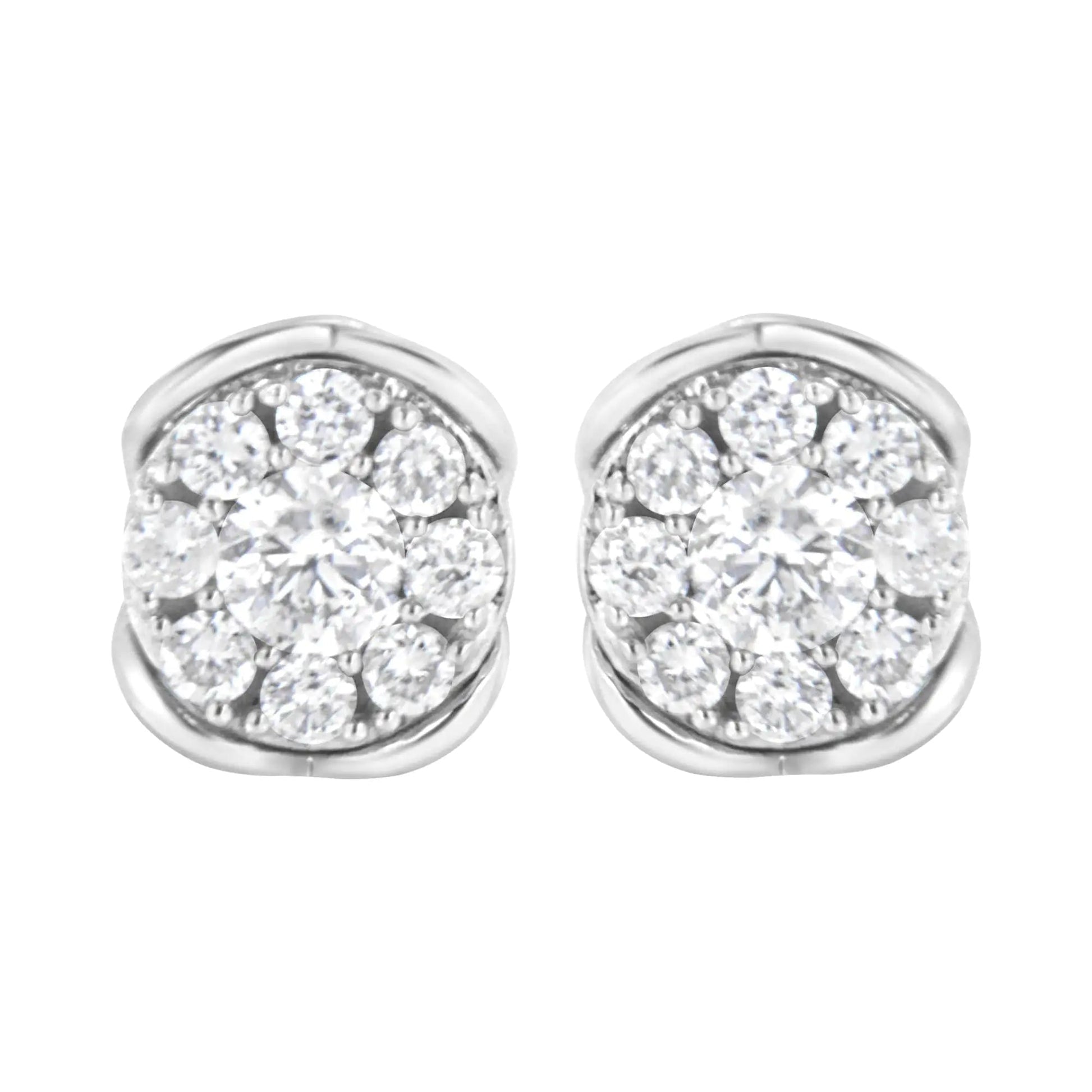 Brinco de Prata Esterlina .925 com 1/2 Quilate de Diamantes Sintéticos Compostos (Cor F-G, Clareza VS2-SI1) WEM Support (www.WEM.support)