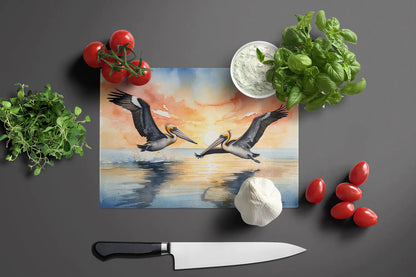 Pelicans Flying Glass Cutting Board WEM Support (www.WEM.support)