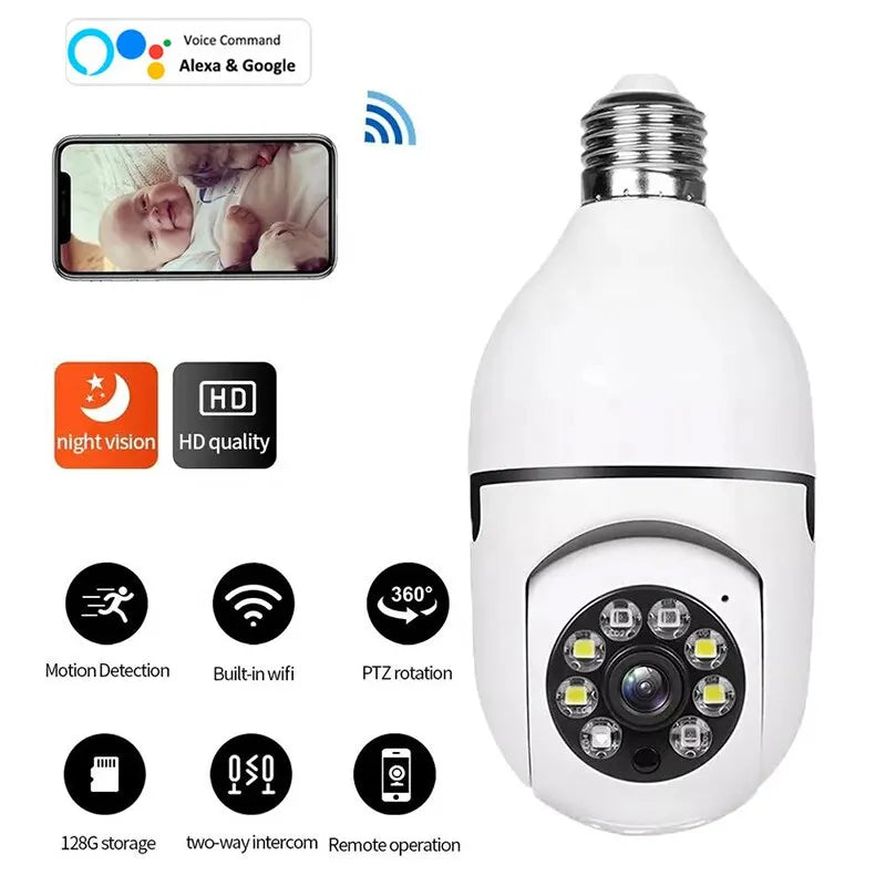 Smart 5G Surveillance Bulb: Full-Color Night Vision WEM Support (www.WEM.support)