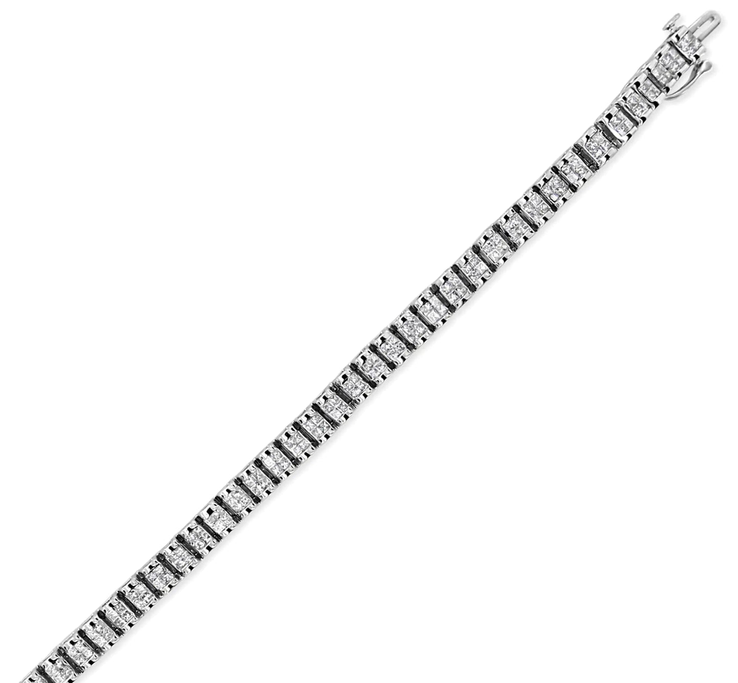 14K White Gold 3.00 Cttw Princess Diamond Composite Link Tennis Bracelet (I-J Color, I1-I2 Clarity) - 7.25" WEM Support (www.WEM.support)