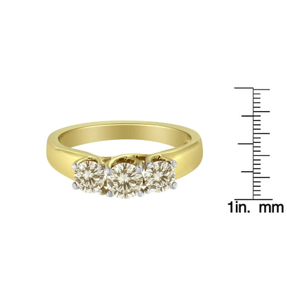 10K Yellow Gold Diamond 3-Stone Ring (1 Cttw, J-K Color, I1-I2 Clarity) WEM Support (www.WEM.support)