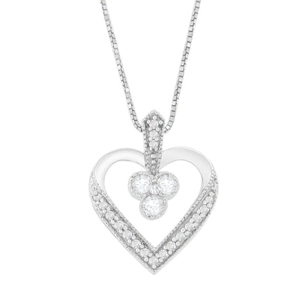 14K White Gold Princess Cut Diamond Forever Love Heart Pendant Necklace (0.30 cttw, H-I Color, SI2-I1 Clarity) WEM Support (www.WEM.support)