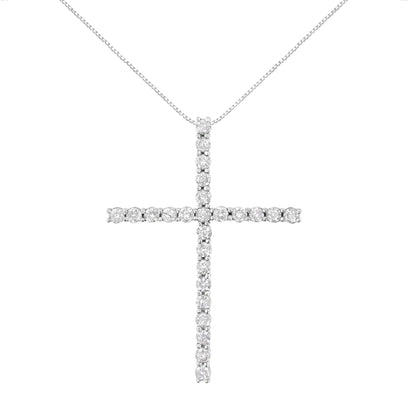 .925 Sterling Silver 2 1/2 cttw Diamond Cross Pendant Necklace (H-I, I2-I3) WEM Support (www.WEM.support)