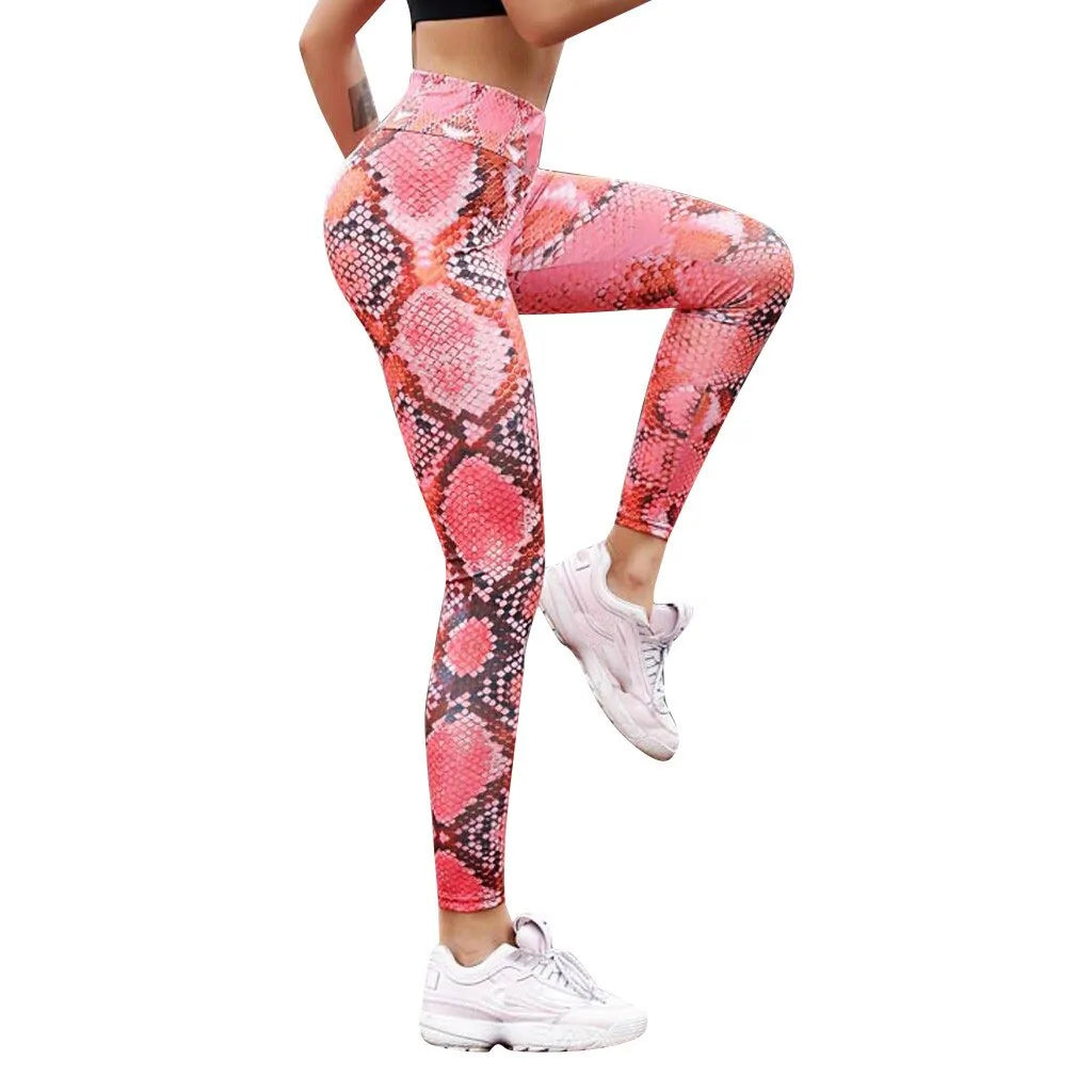 High Waist Snake Print Bum Scrunch Leggings WEM Support (www.WEM.support)