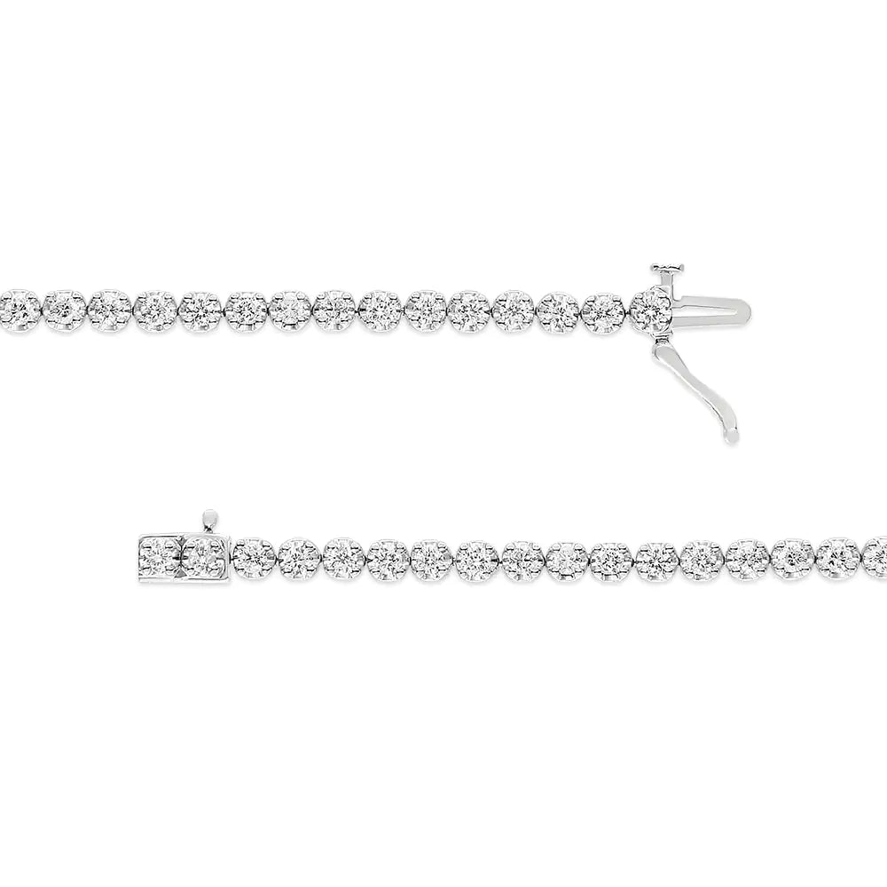.925 Sterling Silver 3.00 Cttw Prong Set Round-Cut Diamond Tennis Link 7.25" Bracelet (I-J Color, I1-I2 Clarity) WEM Support (www.WEM.support)