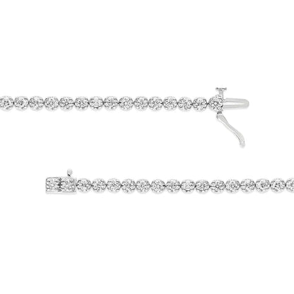 .925 Sterling Silver 3.00 Cttw Prong Set Round-Cut Diamond Tennis Link 7.25" Bracelet (I-J Color, I1-I2 Clarity) WEM Support (www.WEM.support)