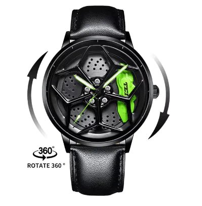Car Wheel Hub Quartz Watch - Military Sport Design - Catch Cards