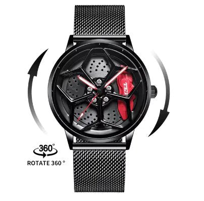 Car Wheel Hub Quartz Watch - Military Sport Design - Catch Cards