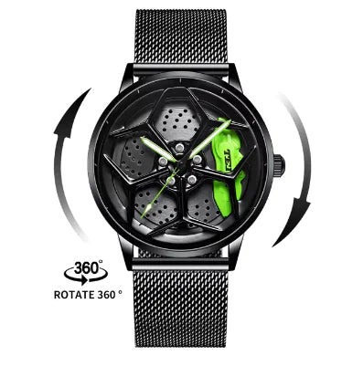 Car Wheel Hub Quartz Watch - Military Sport Design - Catch Cards